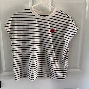 SHEIN Striped Tee with Heart Accent